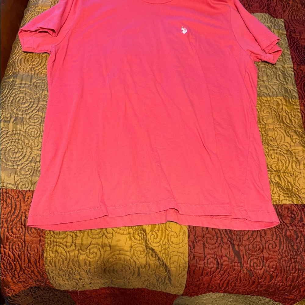 U.S. Polo Assn. Pink Crewneck Short Sleeve Tee with Chest Polo Logo